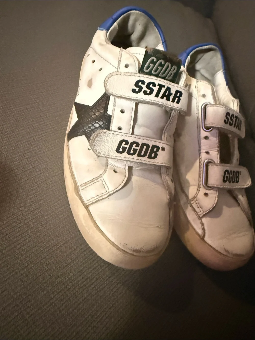 Golden Goose Kids White Leather S-Star Velcro Sneakers with Black Star